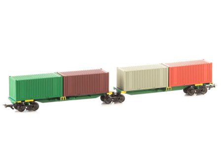 HO ANR Twin Container Wagons Shared Centre Bogie Green Online now