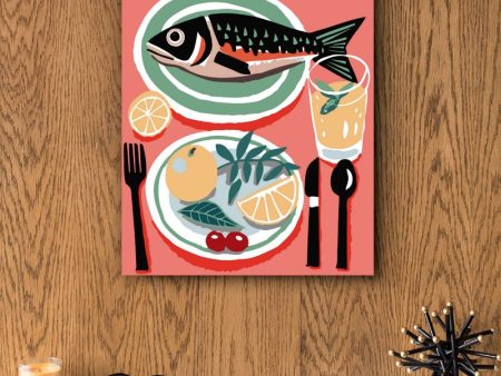 Paint by Numbers Kit: Savouring the Catch: Fish on the Dinner Table Online