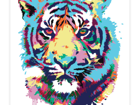 Premium Paint by Numbers Kit - Tiger Abstract Style Splash Art on Sale