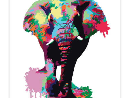 Premium Paint by Numbers Kit - Elephant Abstract Style Splash Art For Discount